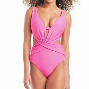 BAR III Draped Monokini Swimsuit Size Medium Candy KISS
